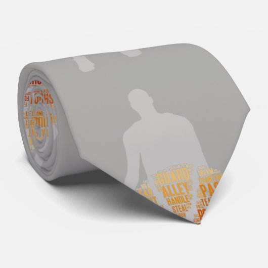 Basketball Player Graphic Sports Necktie Gray Stropdas (Opgerold)