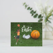 Basketball Player Happy Paasvakantie Feestdagenkaart (Staand voorkant)