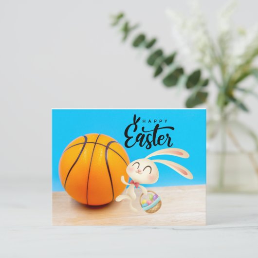 Basketball Player Happy Paasvakantie Feestdagenkaart (Staand voorkant)