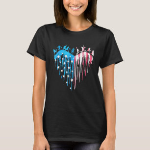 Basketball Player Heart American Flag Waterverf T-shirt