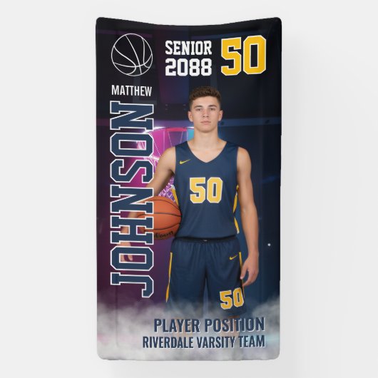 Basketball Player High School Senior Night Sports Spandoek (Verticaal)