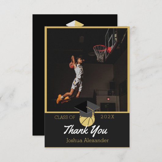 Basketball player Modern Photo afstuderen class Bedankkaart (Voorkant / Achterkant)
