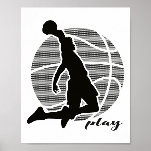Basketball Player (monochroom) 2 Poster (Voorkant)