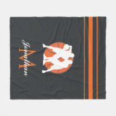 Basketball Player & Monogram Kinder naam Striped F Fleece Deken (Voorkant (Horizontaal))