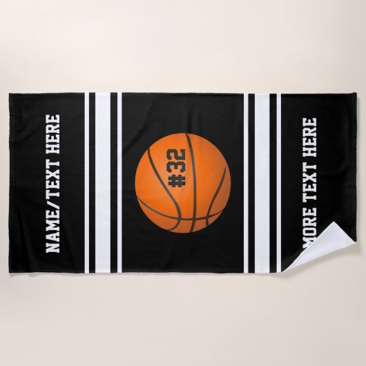 Basketball Player Name Number Team Name Custom Strandlaken (Voorkant)