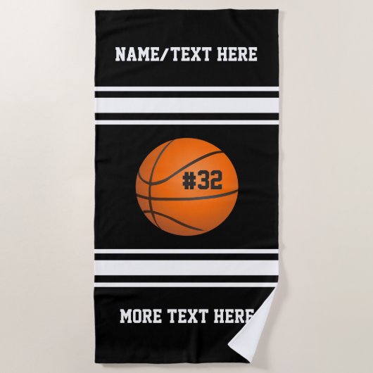 Basketball Player Name Number Team Name Custom Strandlaken (Voorkant)