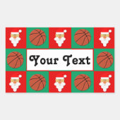 Basketball Player Name Santa Sports Kerstcadeau Rechthoekige Sticker (Voorkant)