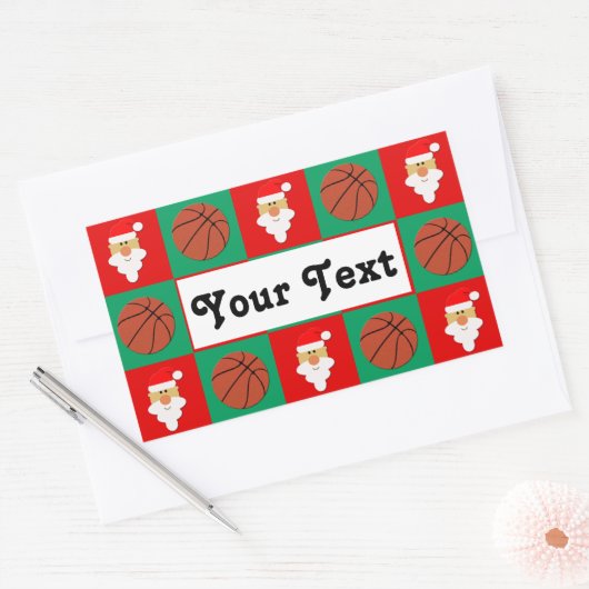 Basketball Player Name Santa Sports Kerstcadeau Rechthoekige Sticker (Envelop)