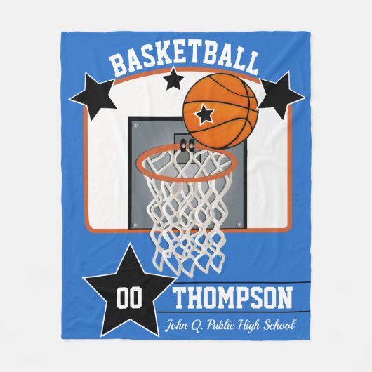Basketball Player Name School en Jersey Number Fleece Deken (Voorkant)