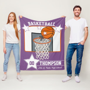 Basketball Player Name School en Jersey Number Fleece Deken