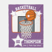 Basketball Player Name School en Jersey Number Fleece Deken (Voorkant)