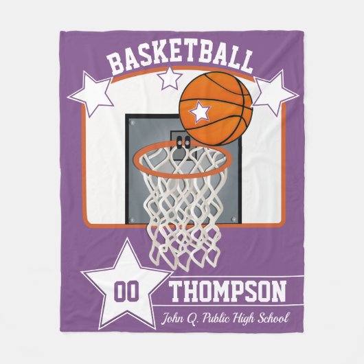Basketball Player Name School en Jersey Number Fleece Deken (Voorkant)
