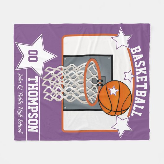 Basketball Player Name School en Jersey Number Fleece Deken (Voorkant (Horizontaal))