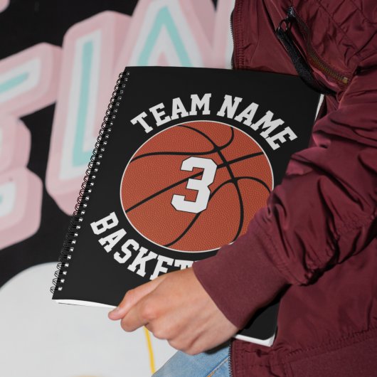 Basketball Player Number & Team Name Sports School Notitieboek