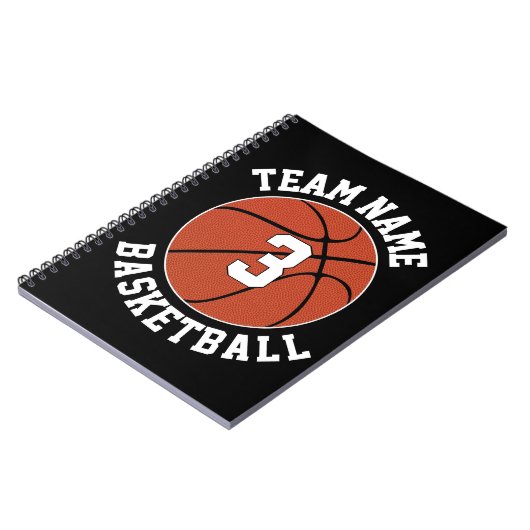 Basketball Player Number & Team Name Sports School Notitieboek (Linkerzijde)