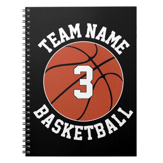 Basketball Player Number & Team Name Sports School Notitieboek (Voorkant)