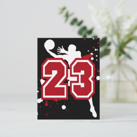 BASKETBALL PLAYER NUMMER 23 BRIEFKAART (Staand voorkant)