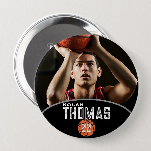 Basketball Player Personalized Picture Name Number Ronde Button 4,0 Cm (Voorkant /achterkant)