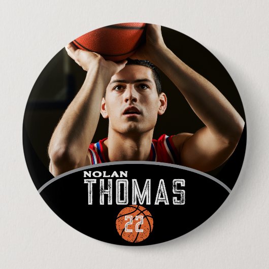 Basketball Player Personalized Picture Name Number Ronde Button 4,0 Cm (Voorkant)