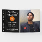 Basketball Player Photo Black | Witte Afstuderen Spandoek (Horizontaal)