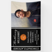 Basketball Player Photo Black | Witte Afstuderen Spandoek (Verticaal)