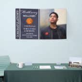 Basketball Player Photo Blue | Witte Afstuderen Spandoek (Beurs)