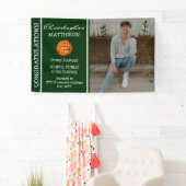 Basketball Player Photo Green | Witte Afstuderen Spandoek (Insitu)