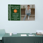 Basketball Player Photo Green | Witte Afstuderen Spandoek (Beurs)