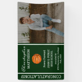 Basketball Player Photo Green | Witte Afstuderen Spandoek (Verticaal)