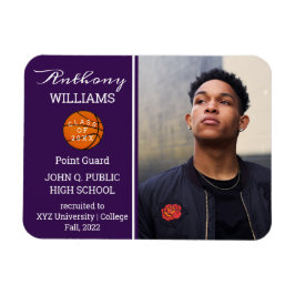 Basketball Player Photo Paars | Witte Afstuderen Magneet