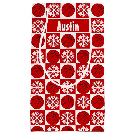 Basketball Player Red en White Custom Kerstmis Klein Cadeauzakje (Voorkant)