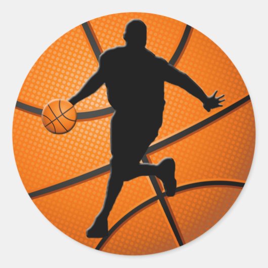 BASKETBALL PLAYER RONDE STICKER (Voorkant)
