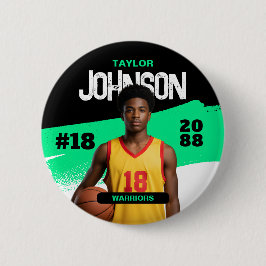 Basketball Player Senior Night Custom Photo Sports Ronde Button 5,7 Cm