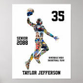 Basketball Player Silhouette Sports Photo Collage Poster (Voorkant)