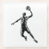 Basketball Player Slam Dunk Dark Design Glazen Onderzetter (Voorkant)