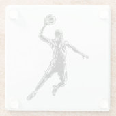 Basketball Player Slam Dunk Dark Design Glazen Onderzetter (Achterkant)