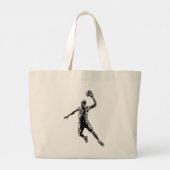 Basketball Player Slam Dunk Dark Design Grote Tote Bag (Achterkant)