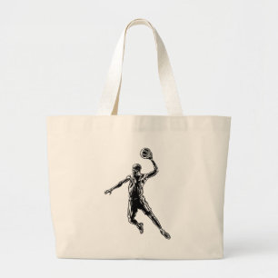 Basketball Player Slam Dunk Dark Design Grote Tote Bag