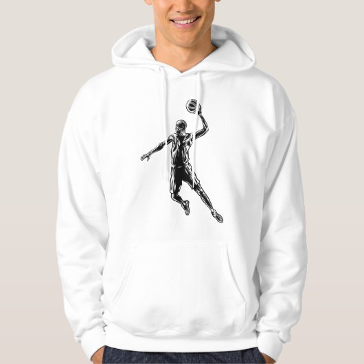 Basketball Player Slam Dunk Dark Design Hoodie (Voorkant)