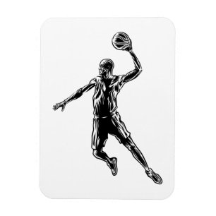 Basketball Player Slam Dunk Dark Design Magneet
