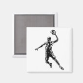 Basketball Player Slam Dunk Dark Design Magneet (Voorkant / Achterkant)