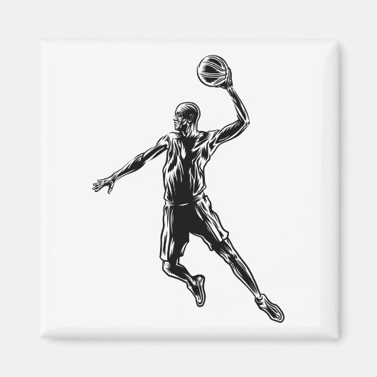 Basketball Player Slam Dunk Dark Design Magneet (Voorkant)