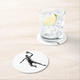 Basketball Player Slam Dunk Dark Design Ronde Kartonnen Onderzetter