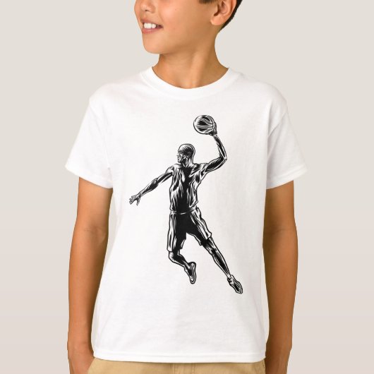 Basketball Player Slam Dunk Dark Design T-shirt (Voorkant)