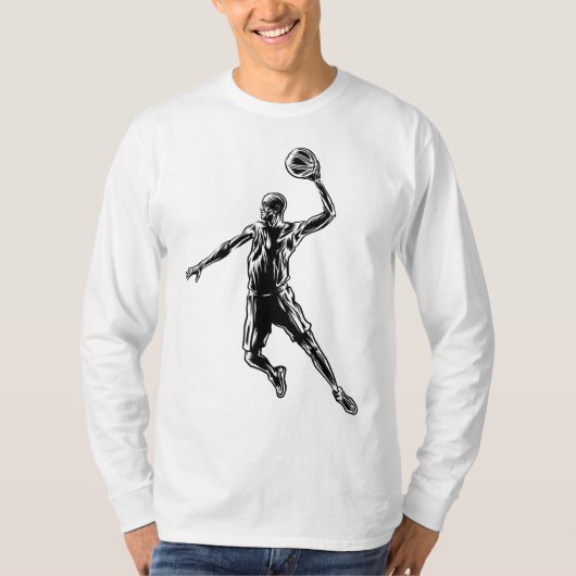 Basketball Player Slam Dunk Dark Design T-shirt (Voorkant)