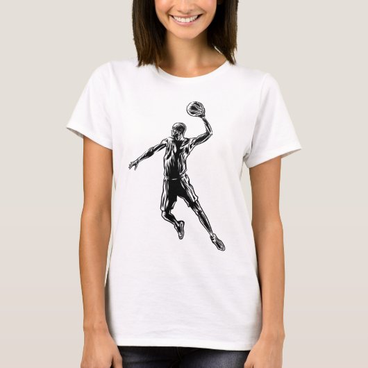 Basketball Player Slam Dunk Dark Design T-shirt (Voorkant)