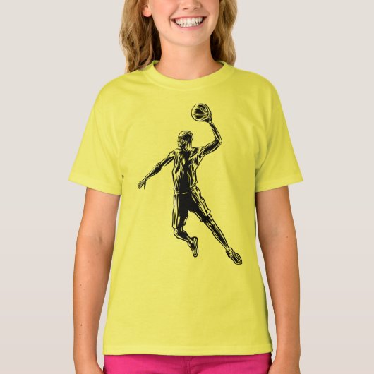 Basketball Player Slam Dunk Dark Design T-shirt (Voorkant)