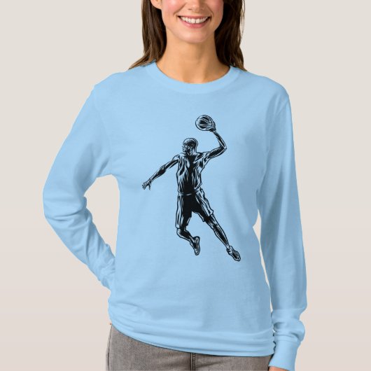 Basketball Player Slam Dunk Dark Design T-shirt (Voorkant)