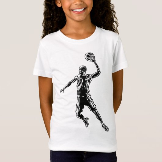 Basketball Player Slam Dunk Dark Design T-shirt (Voorkant)