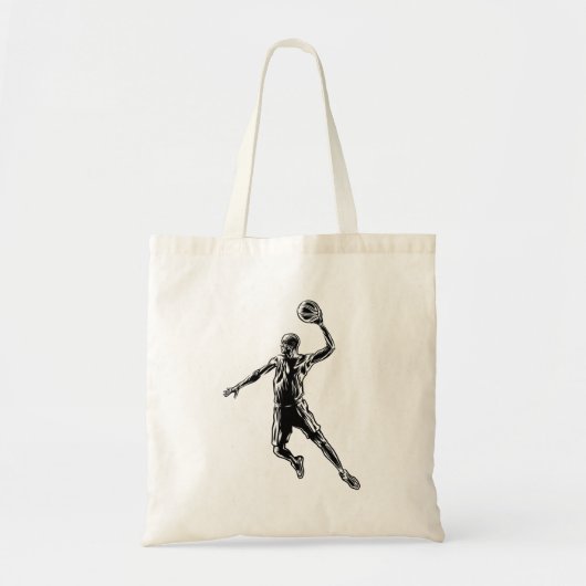 Basketball Player Slam Dunk Dark Design Tote Bag (Voorkant)